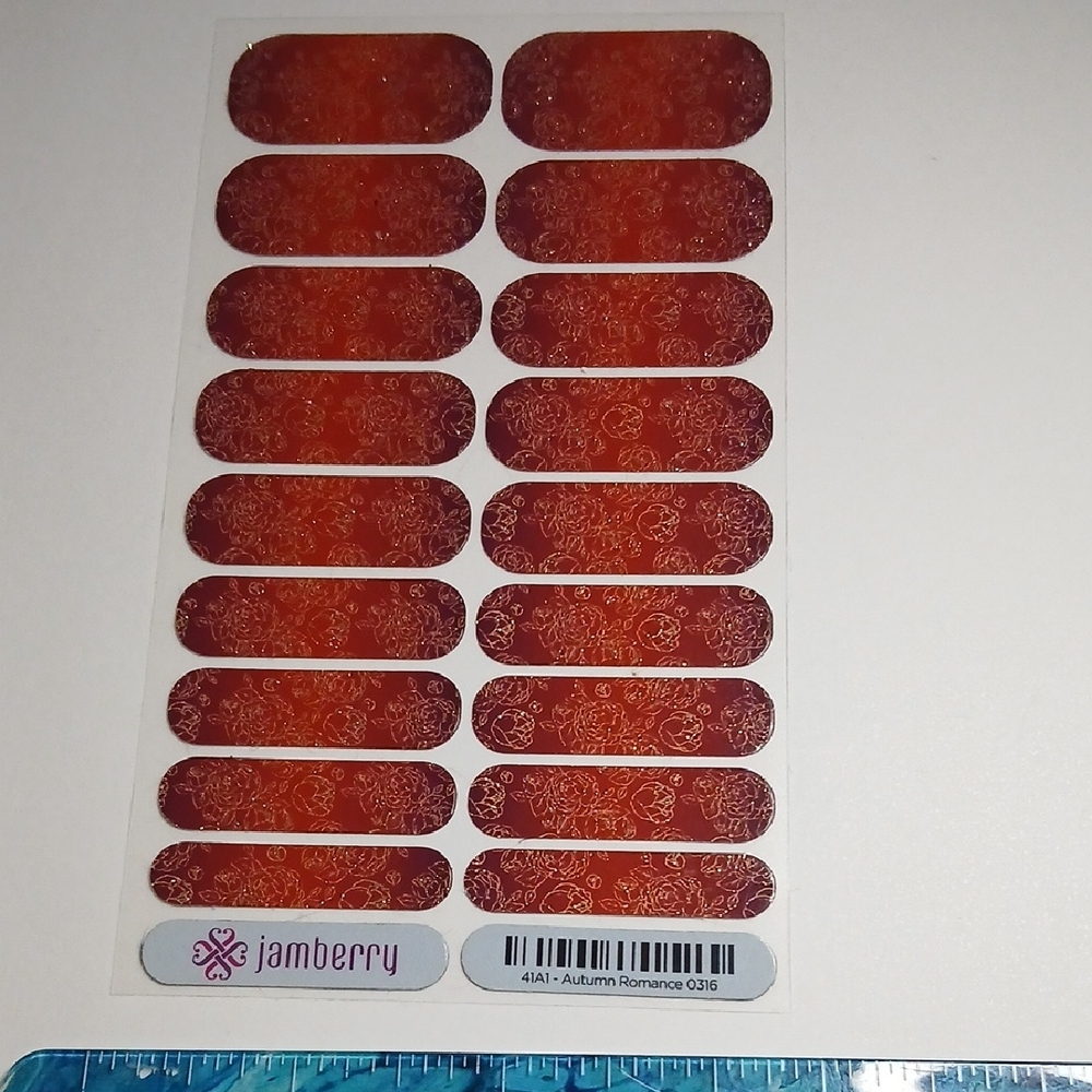 Jamberry  Autumm Romance Fall Color With Gold  Nail Wraps